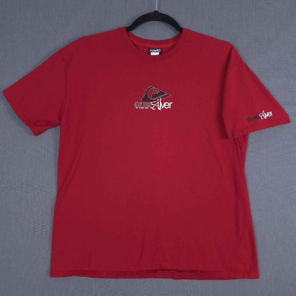 Vintage Quiksilver Shirt Mens XL Red Center Logo Short Sleeve Y2K Surf Skate